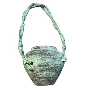 Primitive Pottery w/Braided Wood Handle‎